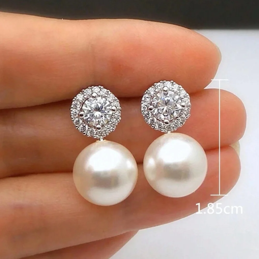 Drop Faux Pearl Earrings, Wedding Bride & Bridesmaid Jewelry Elegant - Picture 5 of 5